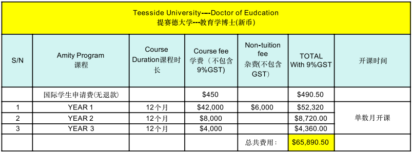 新加坡AMITY大学教育学博士招生简章